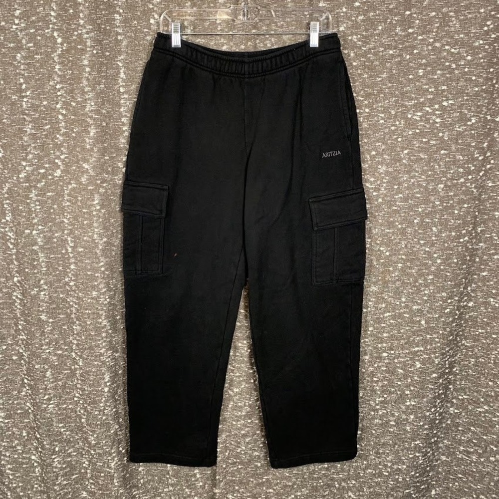 Aritzia Black Cozy Sweatfleece Mega Cargo Sweatpants Women's Medium